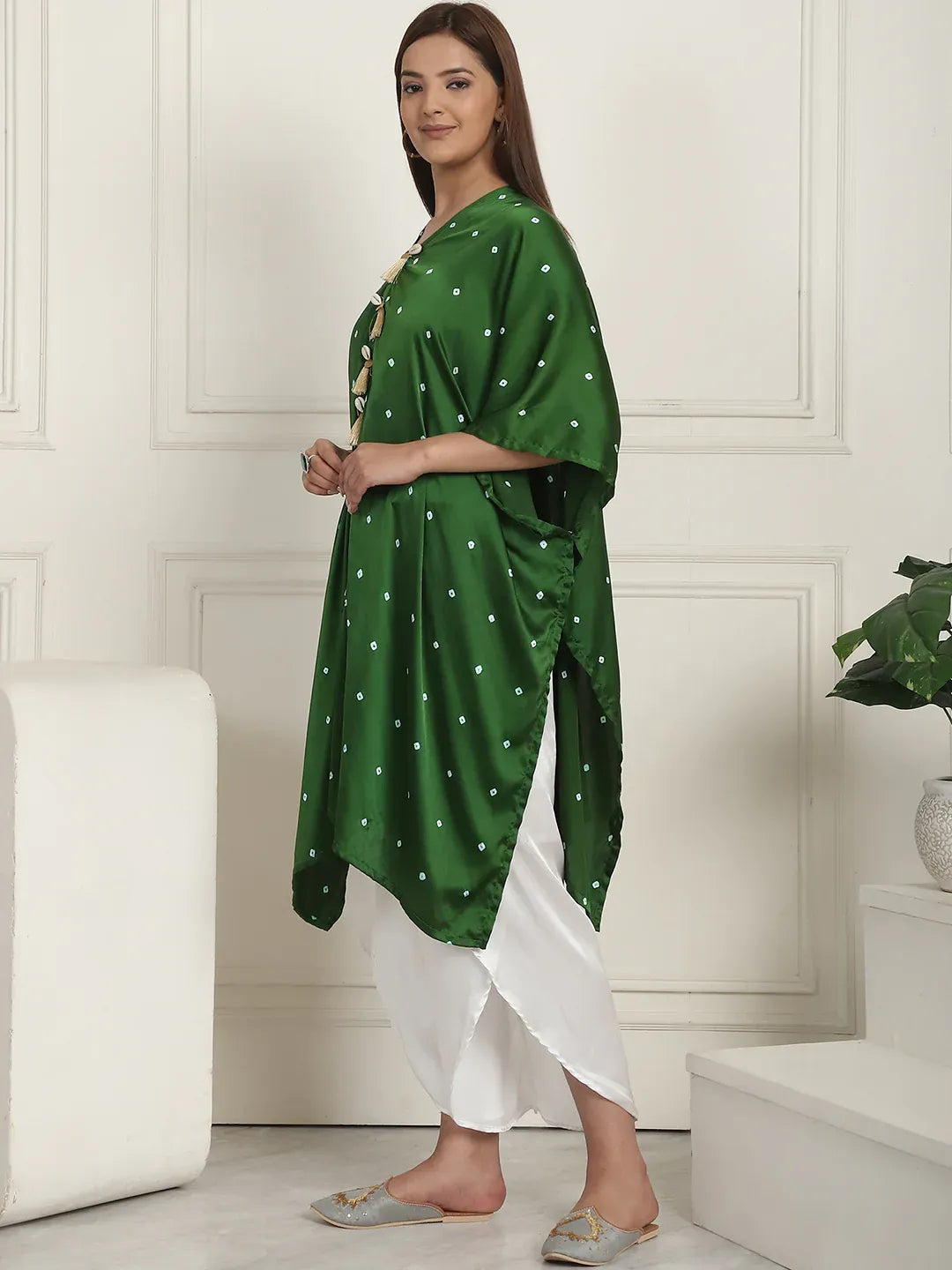 Green Bandhej With Pants