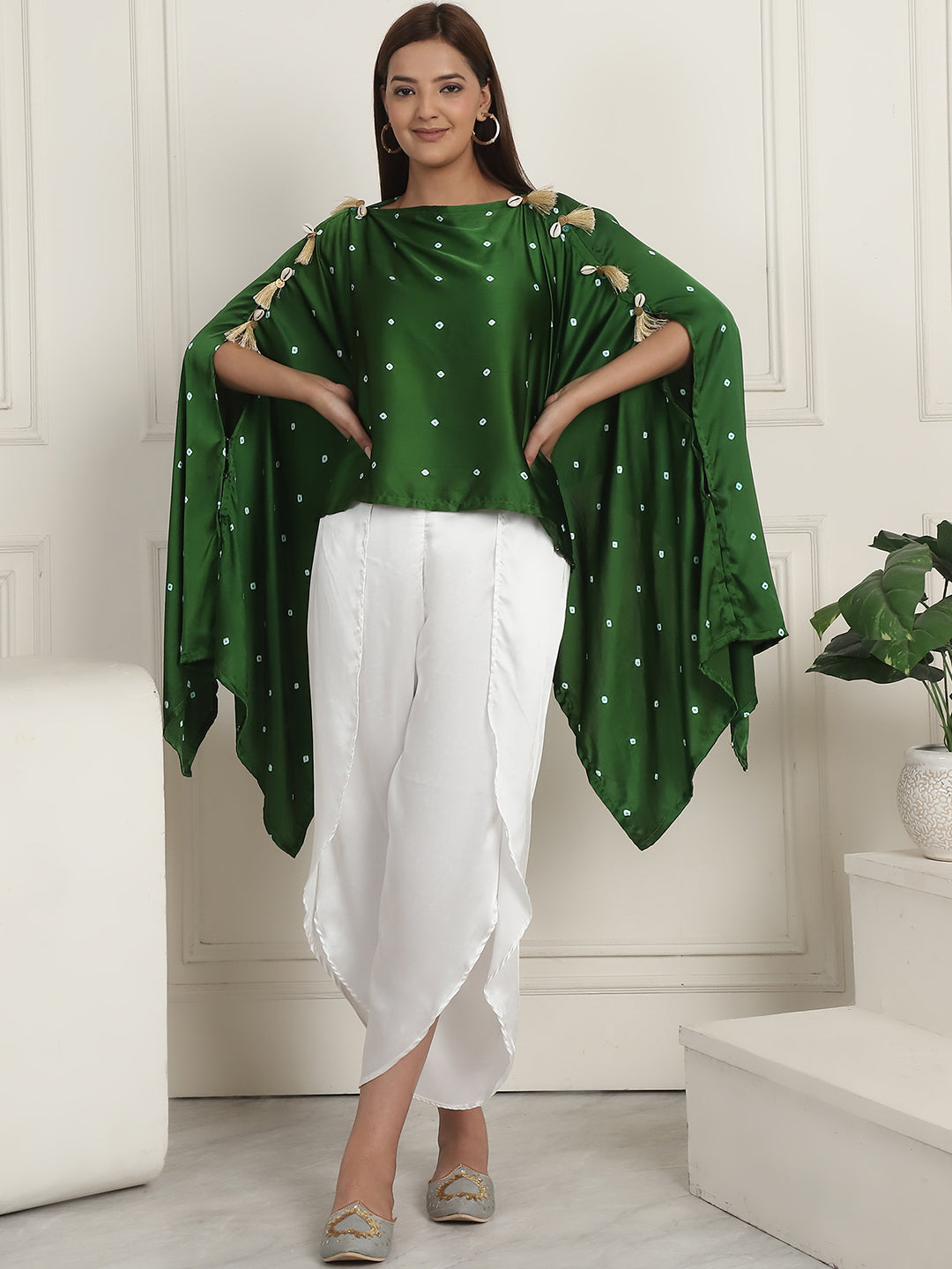 Green Bandhej With Pants