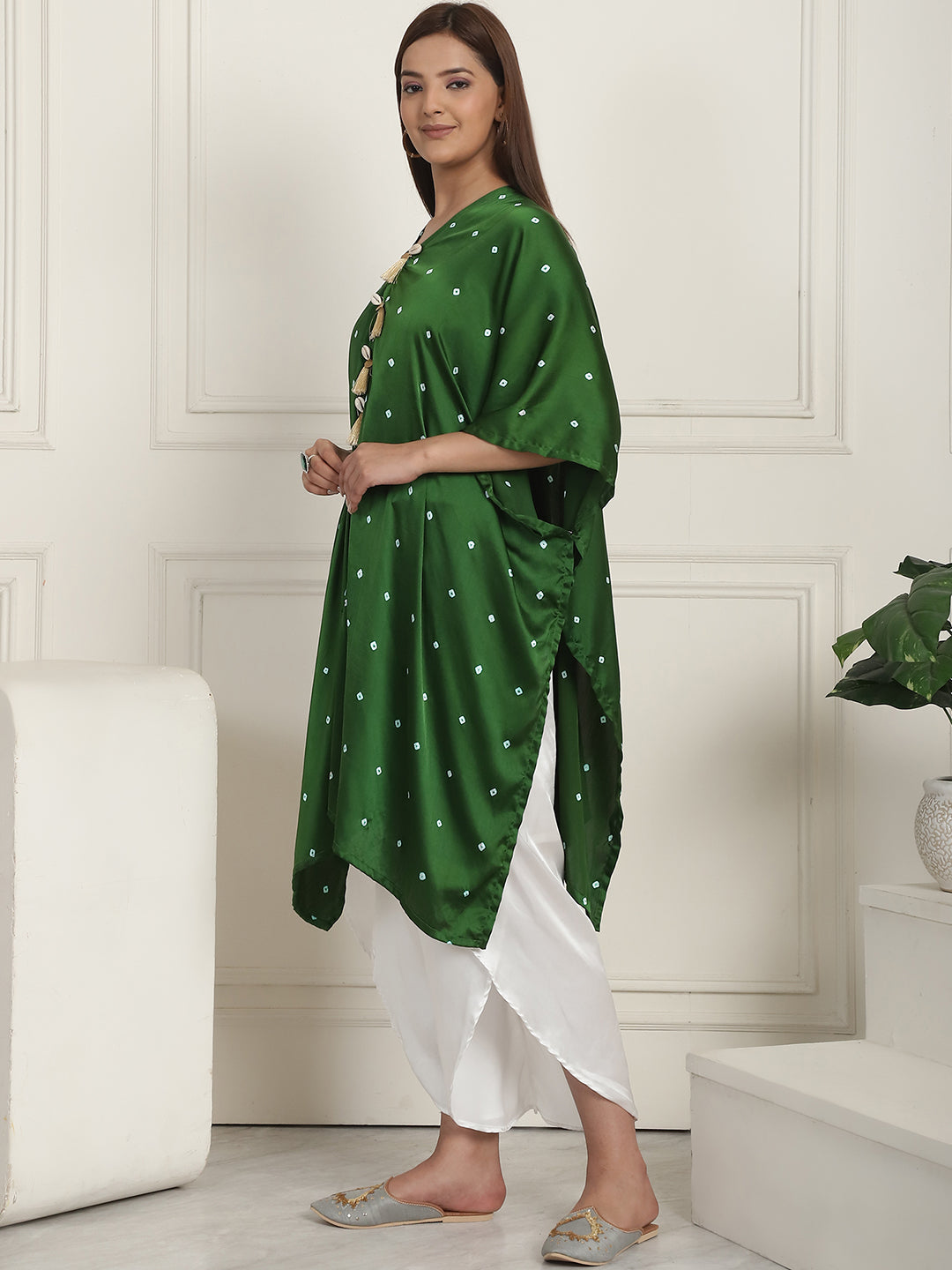 Green Bandhej With Pants