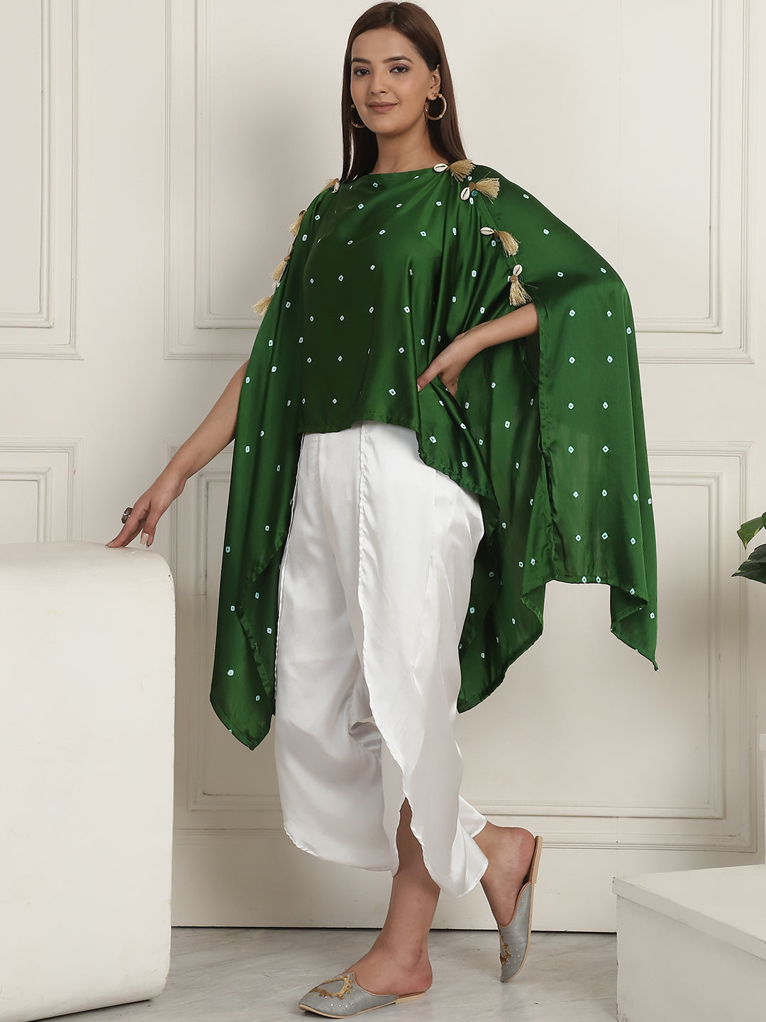 Green Bandhej With Pants