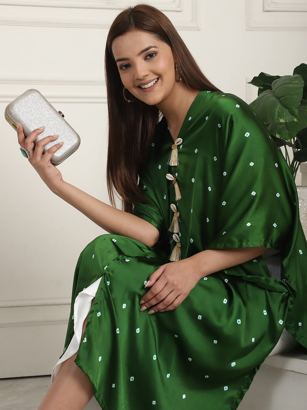 Green Bandhej With Pants