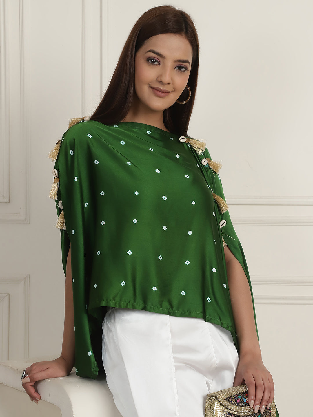 Green Bandhej With Pants