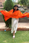 Orange Bandhej Multipurpose wear